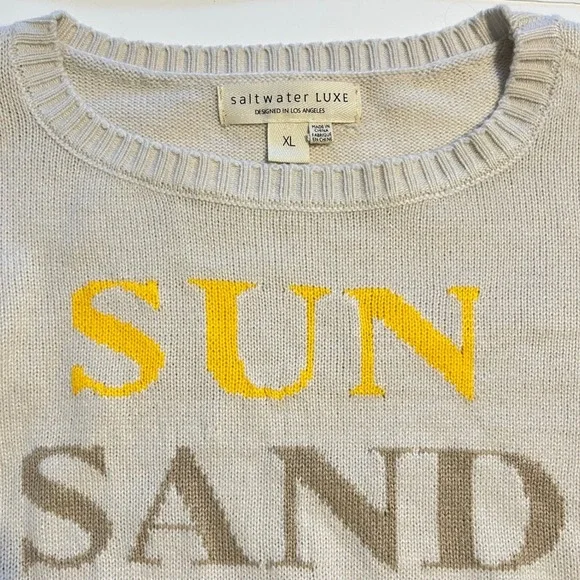 Saltwater Luxe Women's Cream Sun Sand Surf Knit Sweater XL Coastal Nantucket - Picture 4 of 6